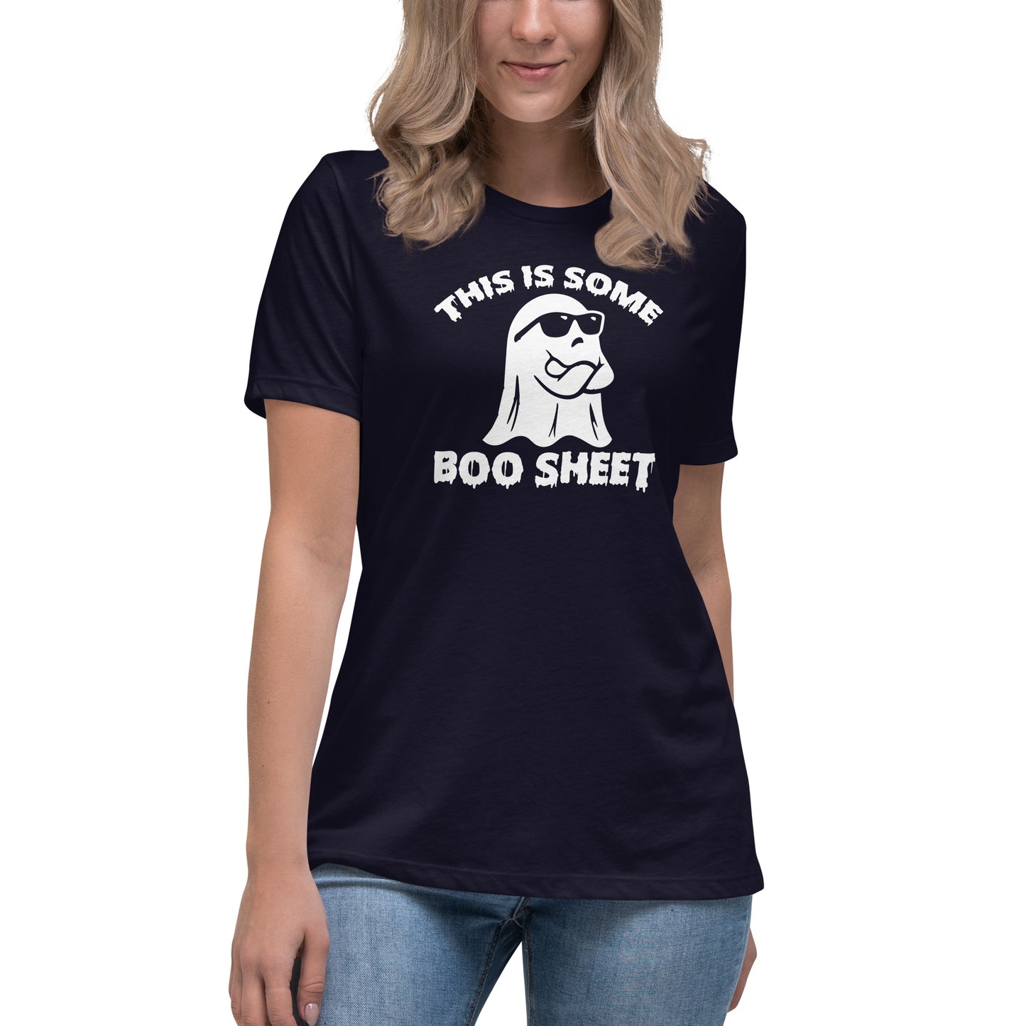 Halloween Style with 'This Is So Boo Sheet' Women's T-Shirt - Fun Halloween Tee, Spooky Season Shirt, October Wardrobe, Funny Halloween Costume, Festive Apparel, Ghostly Humor, Unique Design, October Fashion for Women