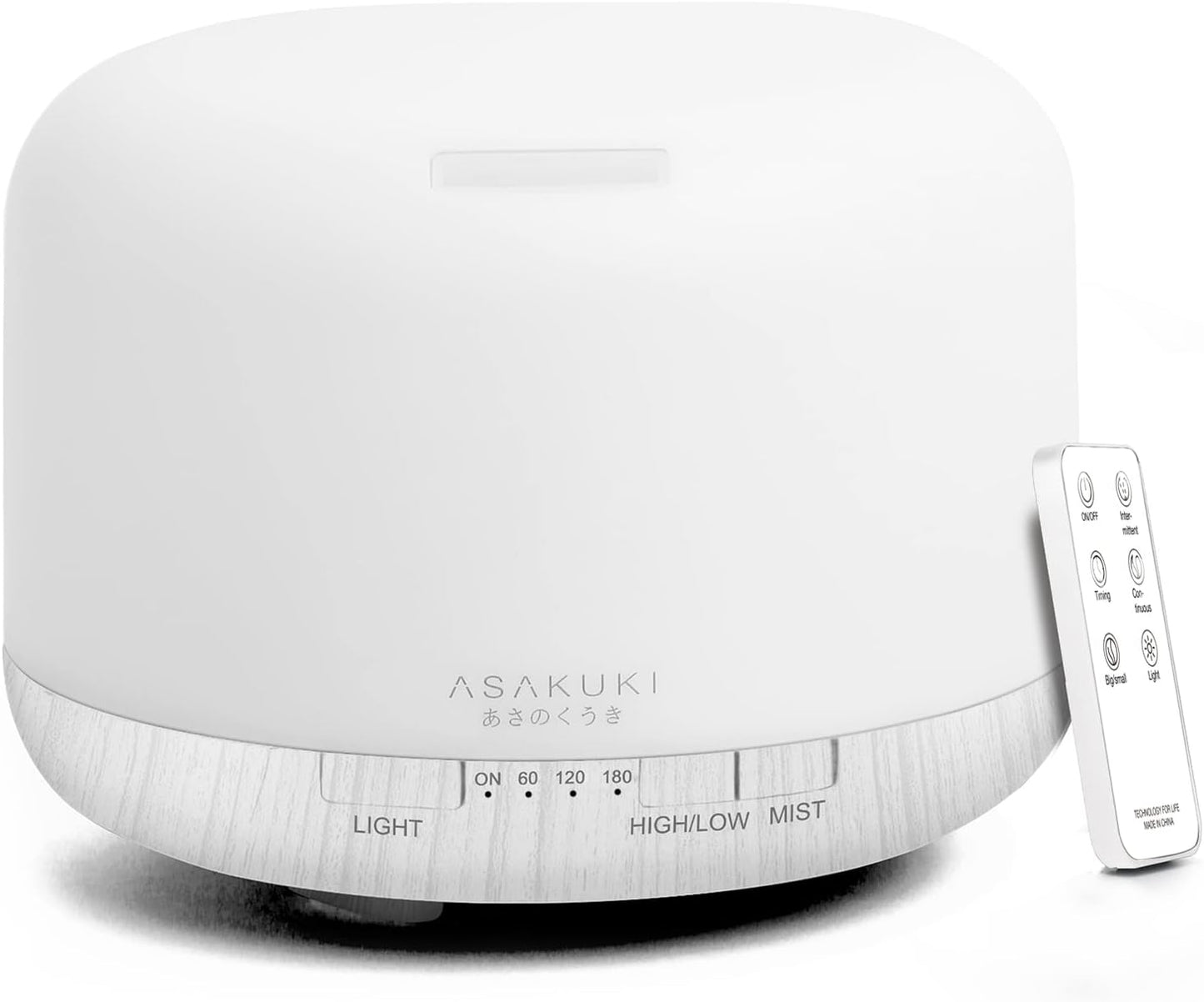 ASAKUKI 500ml Premium, Essential Oil Diffuser with Remote Control, 5 in 1 Ultrasonic Aromatherapy Fragrant Oil Humidifier Vaporizer, Timer and Auto-Off Safety Switch Brown
