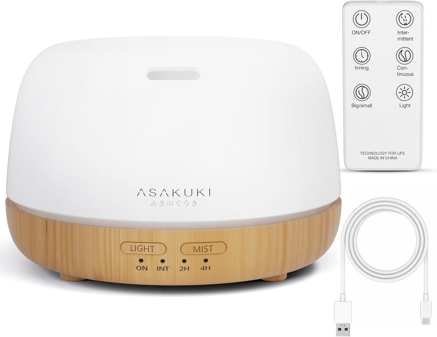 ASAKUKI 500ml Premium, Essential Oil Diffuser with Remote Control, 5 in 1 Ultrasonic Aromatherapy Fragrant Oil Humidifier Vaporizer, Timer and Auto-Off Safety Switch Brown