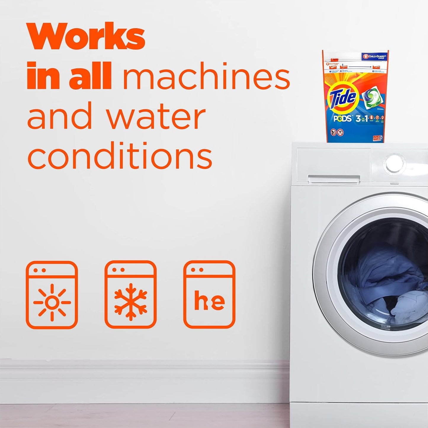 Tide PODS Liquid Laundry Detergent Soap Pacs HE Compatible 76 Count Powerful 3-in-1 Clean in one Step Original Scent