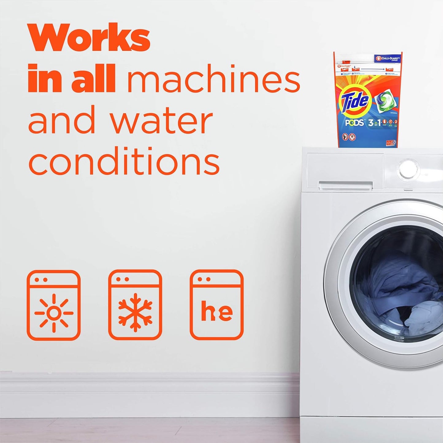Tide PODS Liquid Laundry Detergent Soap Pacs HE Compatible 76 Count Powerful 3-in-1 Clean in one Step Original Scent