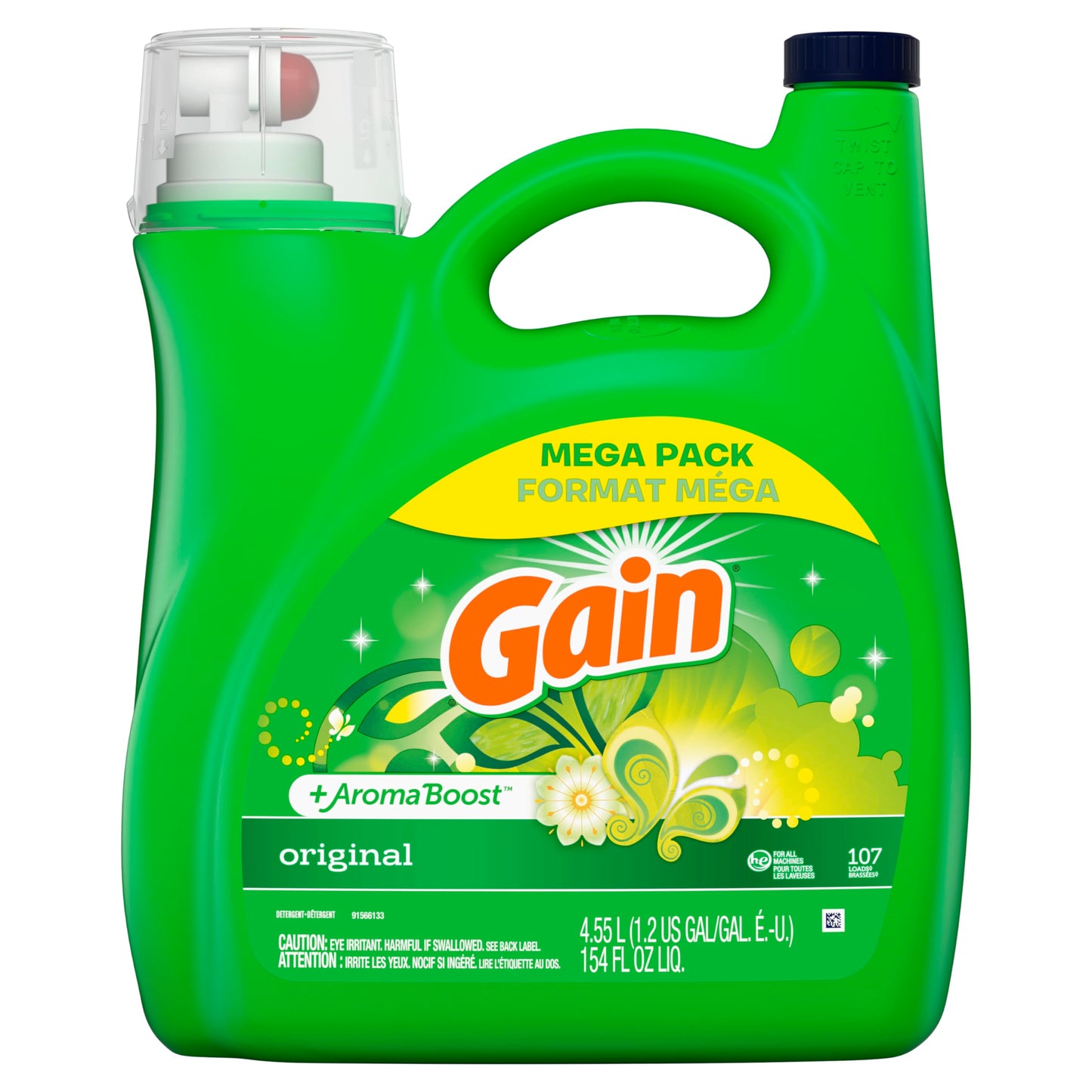 Gain + Aroma Boost Liquid Laundry Detergent Original Scent 107 Loads 154 oz HE Compatible