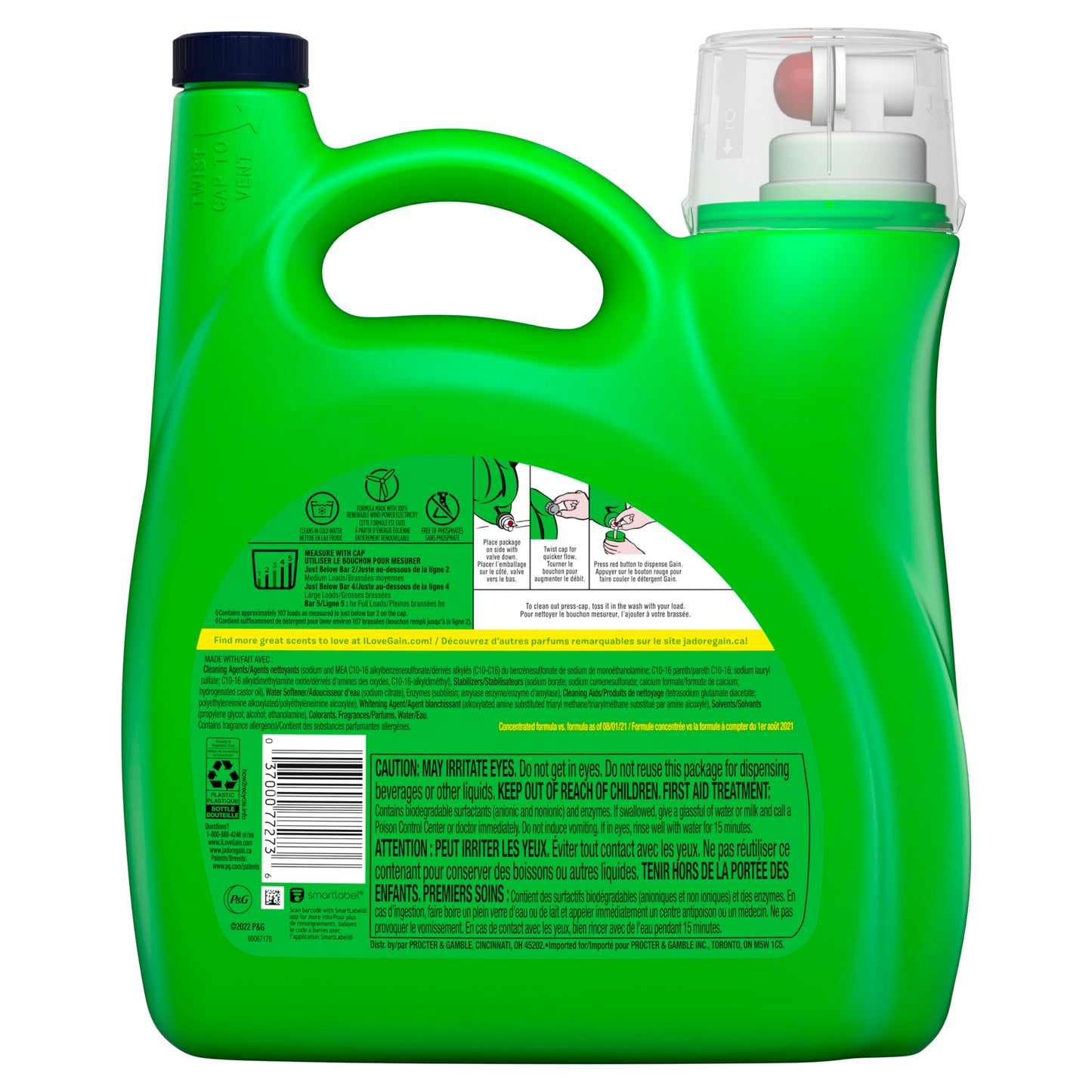 Gain + Aroma Boost Liquid Laundry Detergent Original Scent 107 Loads 154 oz HE Compatible