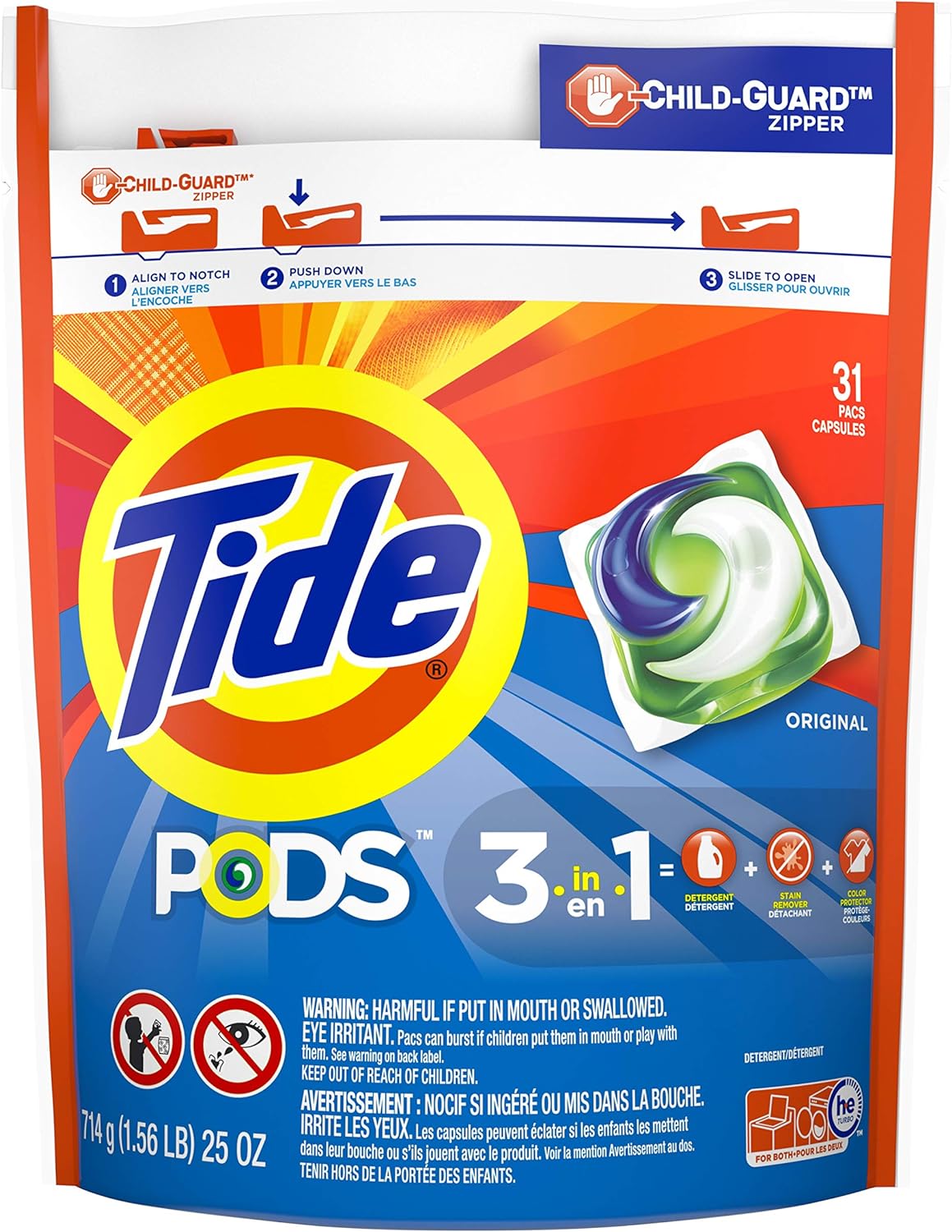 Tide PODS Liquid Laundry Detergent Soap Pacs HE Compatible 76 Count Powerful 3-in-1 Clean in one Step Original Scent