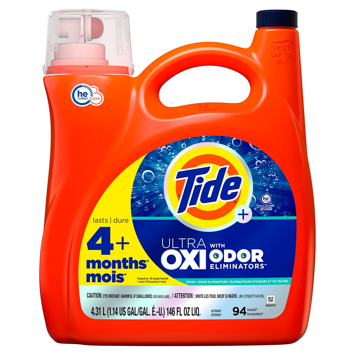 Tide Ultra OXI with Odor Eliminators Liquid Laundry Detergent 146 oz For Visible and Invisible Dirt