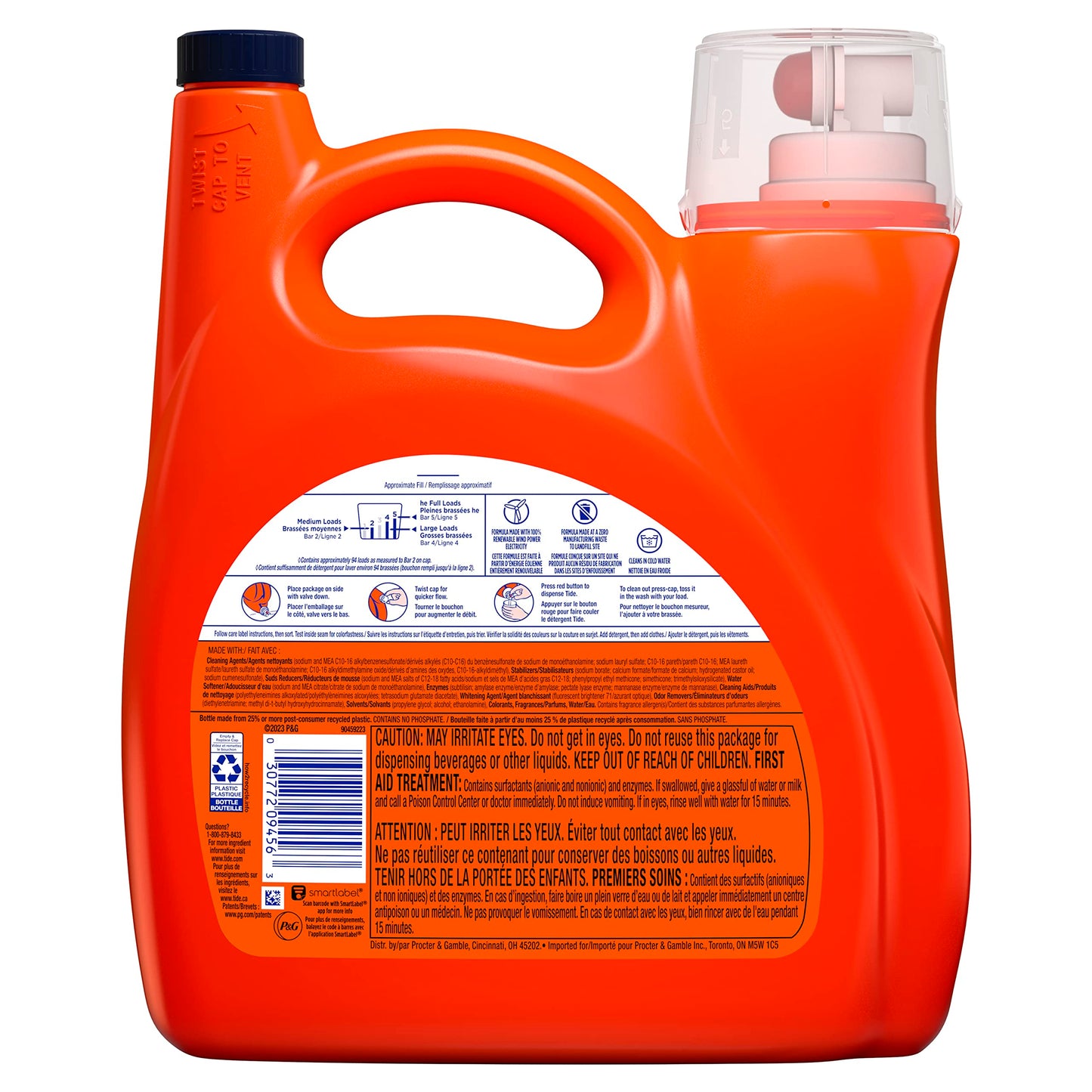 Tide Ultra OXI with Odor Eliminators Liquid Laundry Detergent 146 oz For Visible and Invisible Dirt