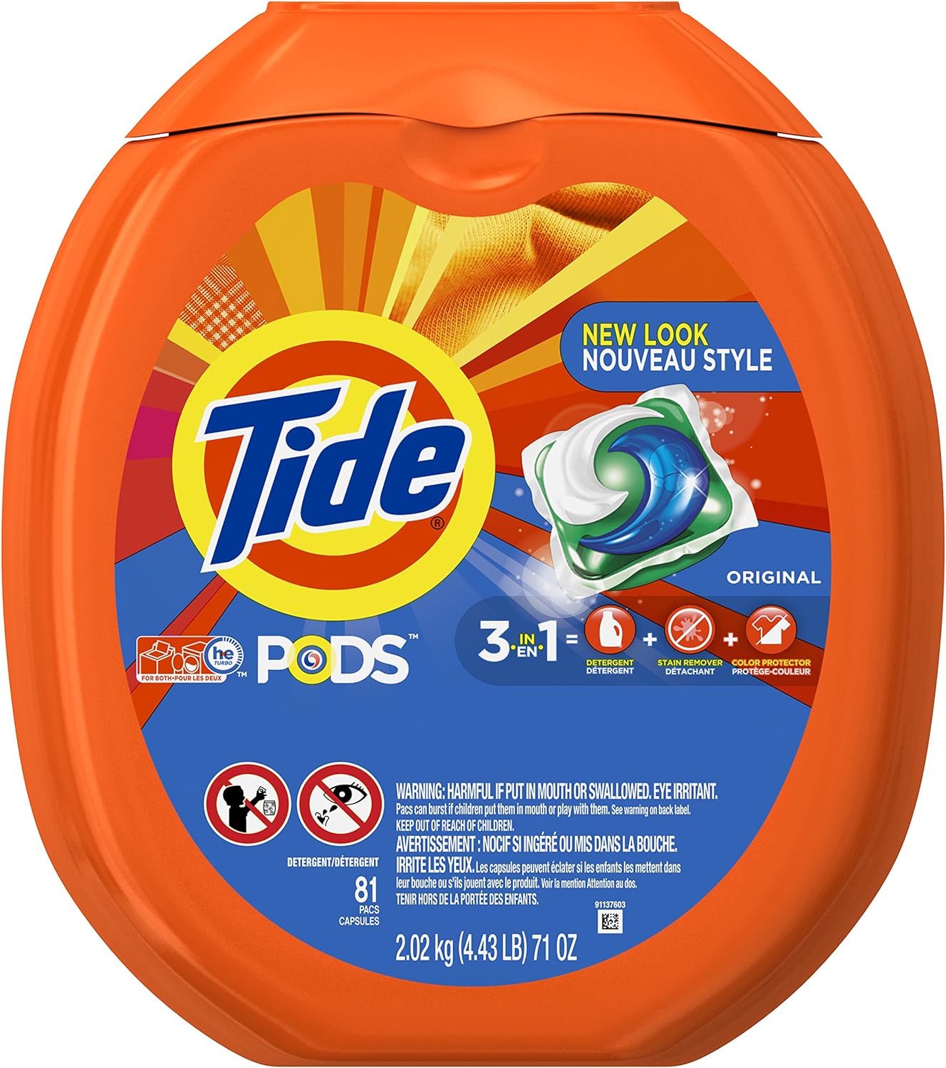 Tide PODS Liquid Laundry Detergent Soap Pacs HE Compatible 76 Count Powerful 3-in-1 Clean in one Step Original Scent