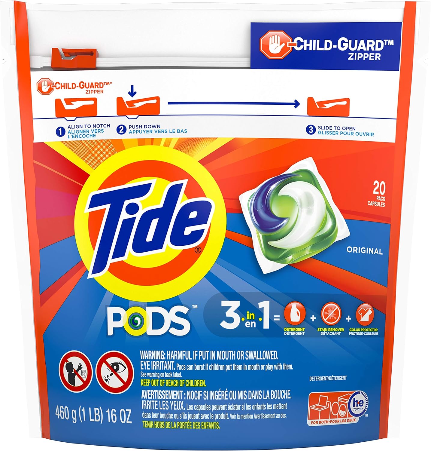 Tide PODS Liquid Laundry Detergent Soap Pacs HE Compatible 76 Count Powerful 3-in-1 Clean in one Step Original Scent