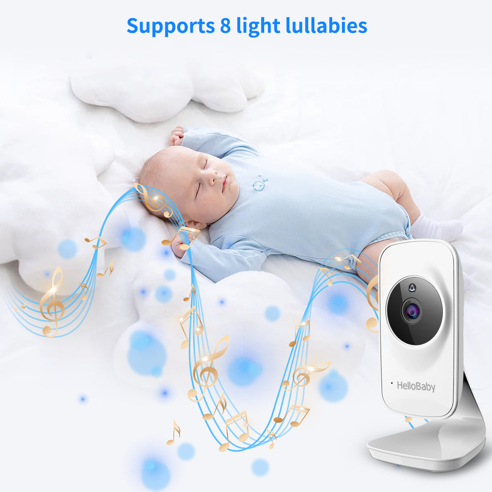 Video Baby Monitor with Camera and Audio, 5" Color LCD Screen, Monitor Camera, Infrared Night Vision, Temperature Display, Lullaby, Two Way Audio and VOX Mode 5 Inches