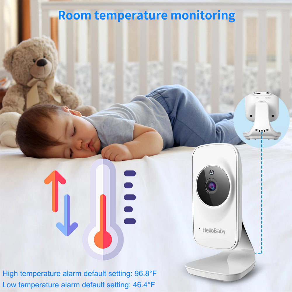 Video Baby Monitor with Camera and Audio, 5" Color LCD Screen, Monitor Camera, Infrared Night Vision, Temperature Display, Lullaby, Two Way Audio and VOX Mode 5 Inches