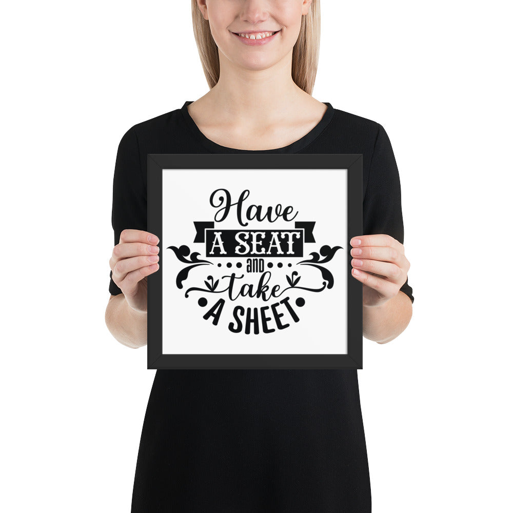 Elevate Your Home Decor with a Framed Poster - 'Take a Sit and Take a Sheet' Quote Art, Humorous Wall Decor, Bathroom Poster, Funny Quote Artwork, Framed Wall Hanging, Home Decoration, Quirky Bathroom Art, Unique Decor Piece,