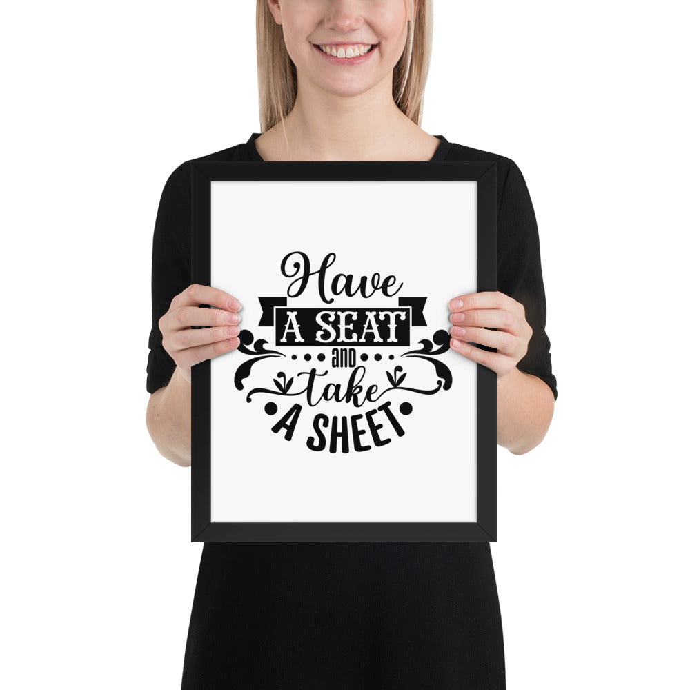 Elevate Your Home Decor with a Framed Poster - 'Take a Sit and Take a Sheet' Quote Art, Humorous Wall Decor, Bathroom Poster, Funny Quote Artwork, Framed Wall Hanging, Home Decoration, Quirky Bathroom Art, Unique Decor Piece,