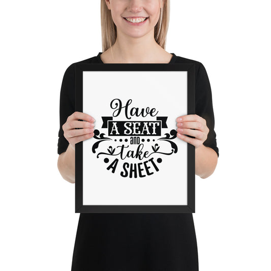 Elevate Your Home Decor with a Framed Poster - 'Take a Sit and Take a Sheet' Quote Art, Humorous Wall Decor, Bathroom Poster, Funny Quote Artwork, Framed Wall Hanging, Home Decoration, Quirky Bathroom Art, Unique Decor Piece,