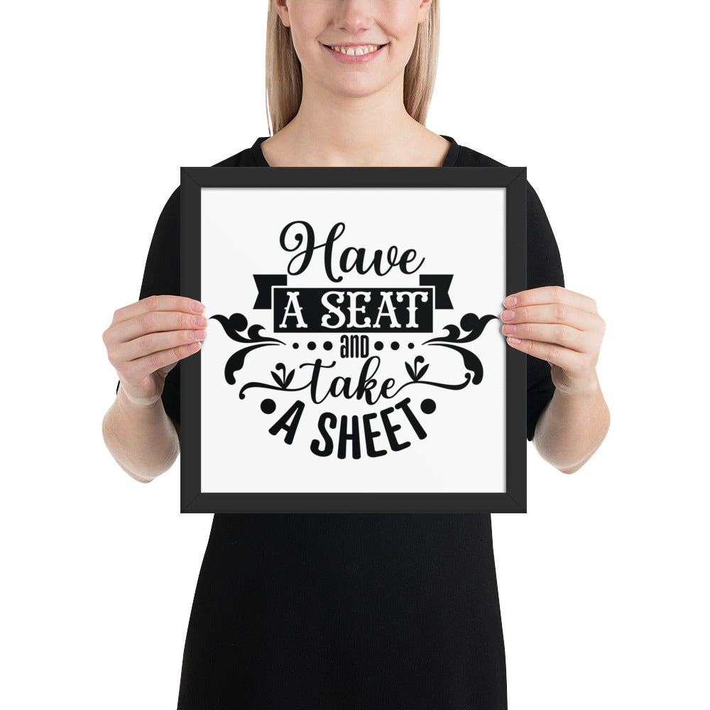 Elevate Your Home Decor with a Framed Poster - 'Take a Sit and Take a Sheet' Quote Art, Humorous Wall Decor, Bathroom Poster, Funny Quote Artwork, Framed Wall Hanging, Home Decoration, Quirky Bathroom Art, Unique Decor Piece,