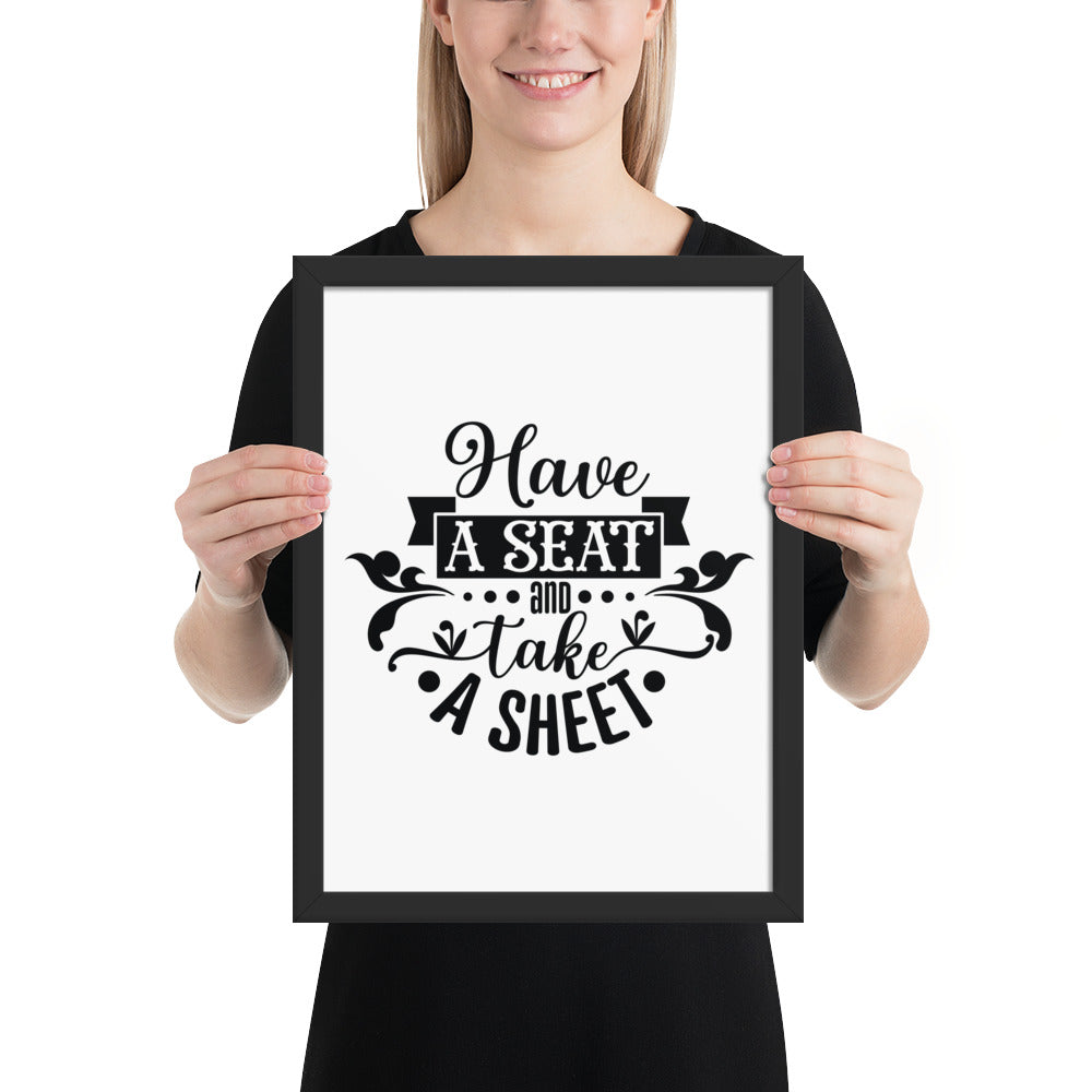Elevate Your Home Decor with a Framed Poster - 'Take a Sit and Take a Sheet' Quote Art, Humorous Wall Decor, Bathroom Poster, Funny Quote Artwork, Framed Wall Hanging, Home Decoration, Quirky Bathroom Art, Unique Decor Piece,