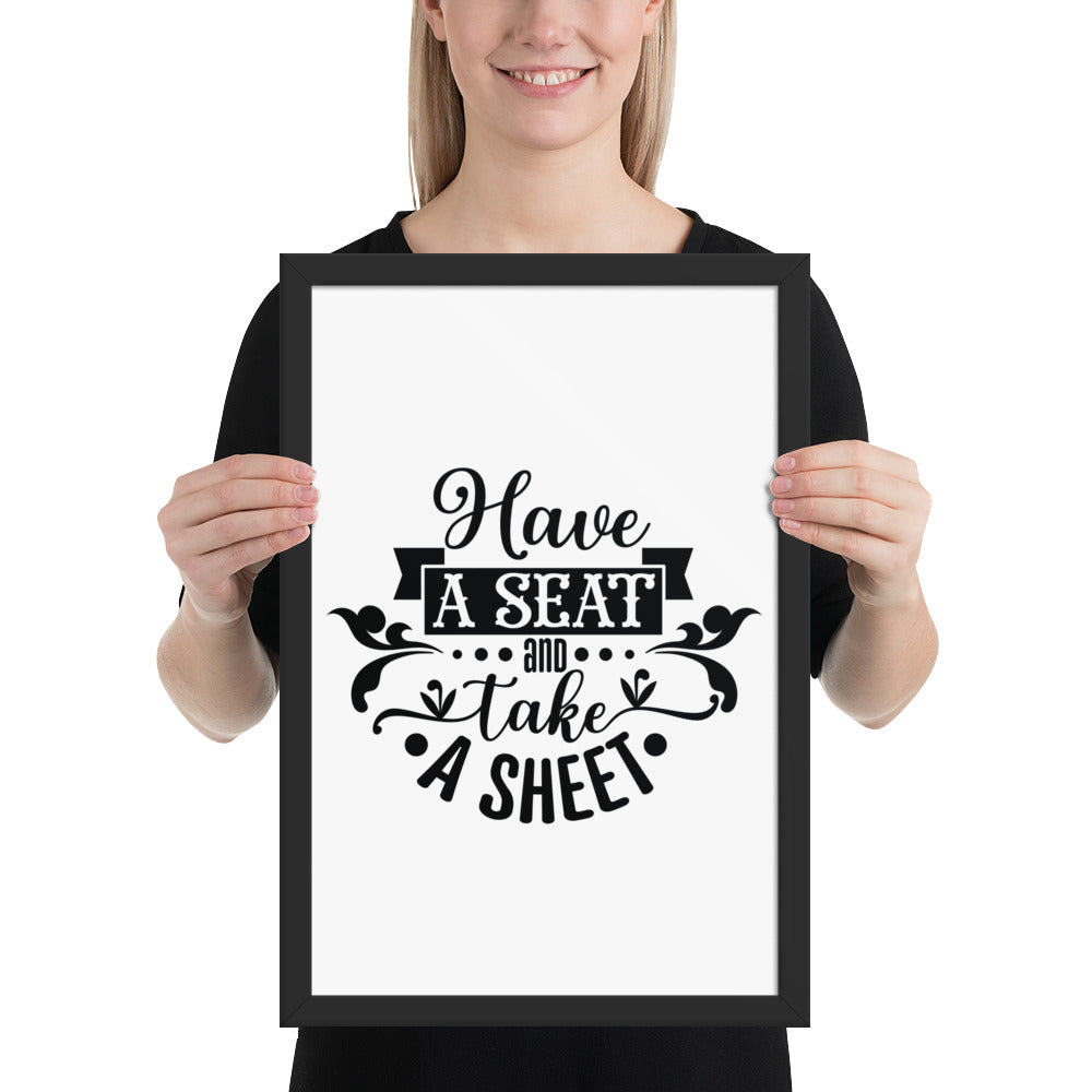 Elevate Your Home Decor with a Framed Poster - 'Take a Sit and Take a Sheet' Quote Art, Humorous Wall Decor, Bathroom Poster, Funny Quote Artwork, Framed Wall Hanging, Home Decoration, Quirky Bathroom Art, Unique Decor Piece,