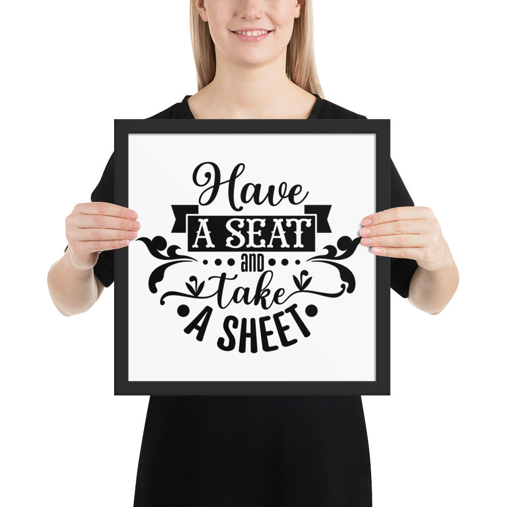 Elevate Your Home Decor with a Framed Poster - 'Take a Sit and Take a Sheet' Quote Art, Humorous Wall Decor, Bathroom Poster, Funny Quote Artwork, Framed Wall Hanging, Home Decoration, Quirky Bathroom Art, Unique Decor Piece,