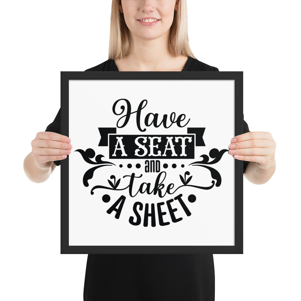 Elevate Your Home Decor with a Framed Poster - 'Take a Sit and Take a Sheet' Quote Art, Humorous Wall Decor, Bathroom Poster, Funny Quote Artwork, Framed Wall Hanging, Home Decoration, Quirky Bathroom Art, Unique Decor Piece,