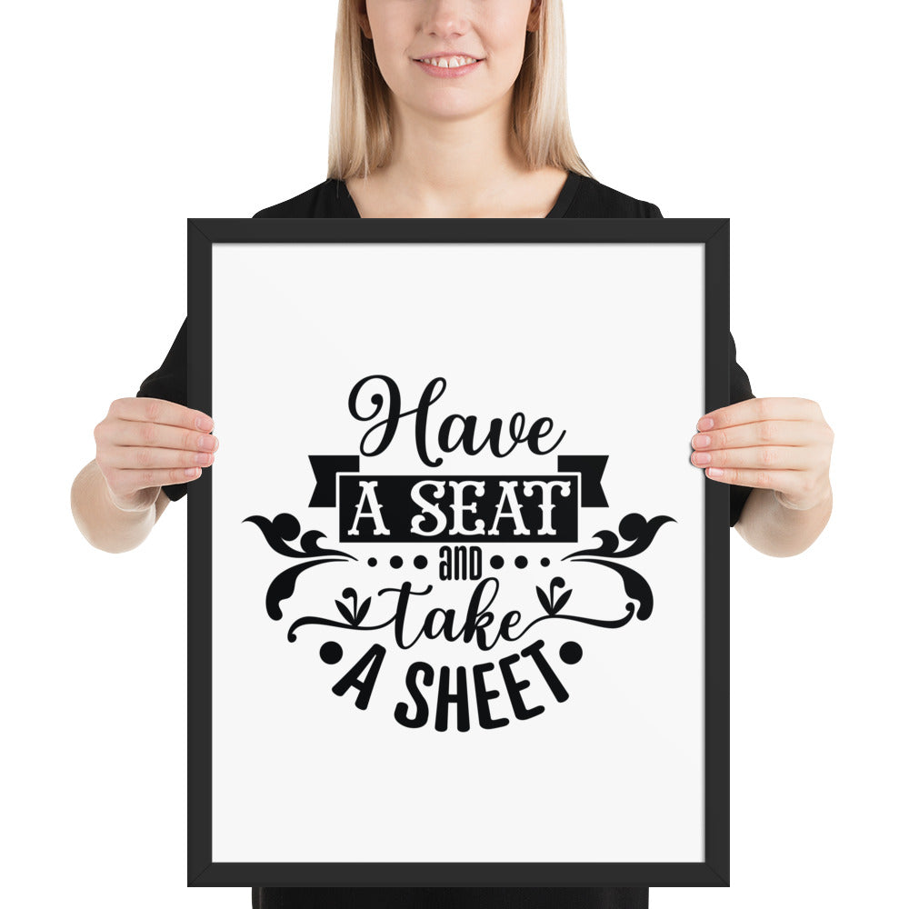 Elevate Your Home Decor with a Framed Poster - 'Take a Sit and Take a Sheet' Quote Art, Humorous Wall Decor, Bathroom Poster, Funny Quote Artwork, Framed Wall Hanging, Home Decoration, Quirky Bathroom Art, Unique Decor Piece,