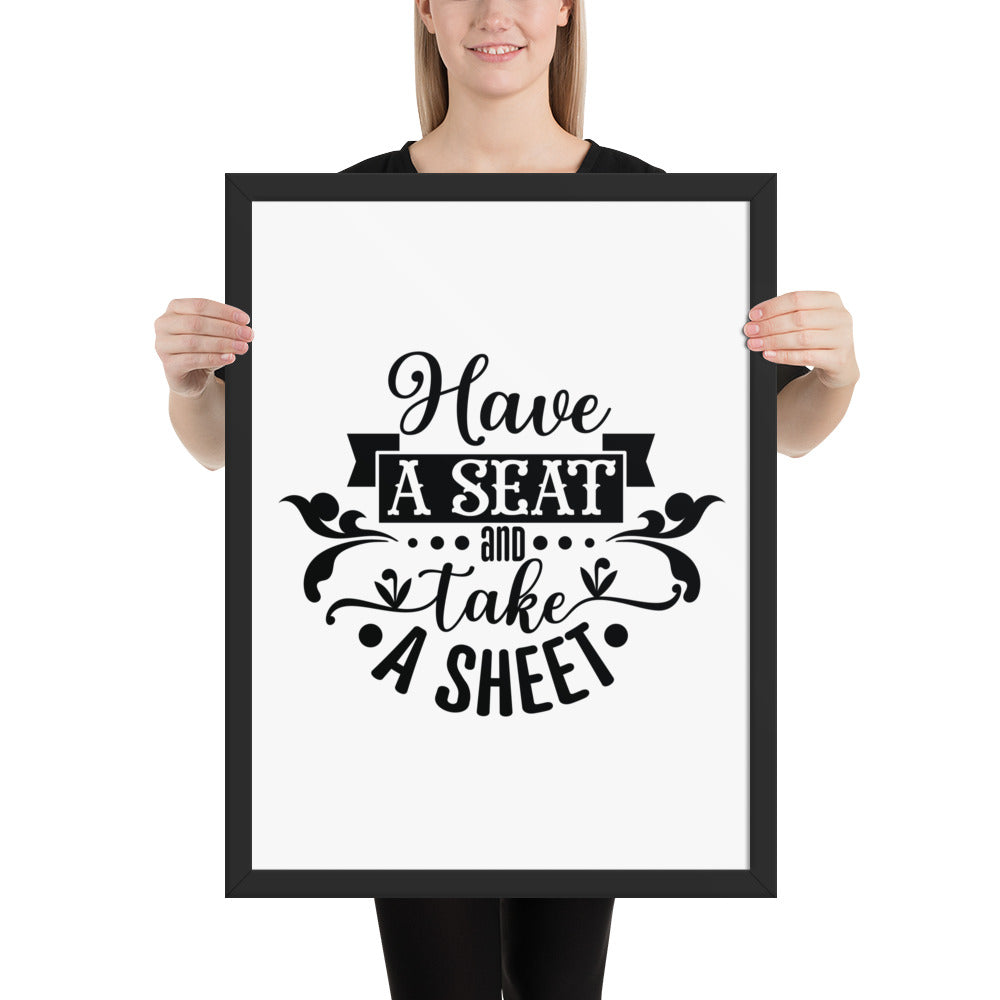 Elevate Your Home Decor with a Framed Poster - 'Take a Sit and Take a Sheet' Quote Art, Humorous Wall Decor, Bathroom Poster, Funny Quote Artwork, Framed Wall Hanging, Home Decoration, Quirky Bathroom Art, Unique Decor Piece,