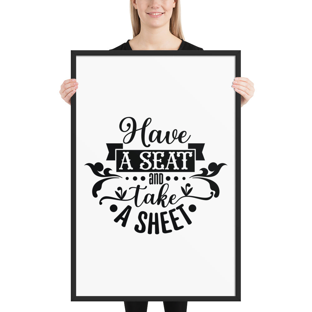 Elevate Your Home Decor with a Framed Poster - 'Take a Sit and Take a Sheet' Quote Art, Humorous Wall Decor, Bathroom Poster, Funny Quote Artwork, Framed Wall Hanging, Home Decoration, Quirky Bathroom Art, Unique Decor Piece,
