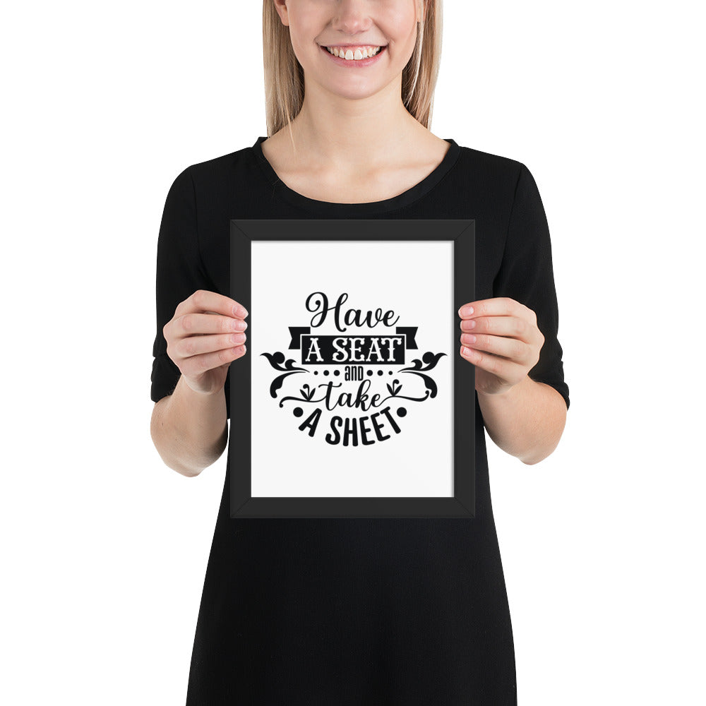 Elevate Your Home Decor with a Framed Poster - 'Take a Sit and Take a Sheet' Quote Art, Humorous Wall Decor, Bathroom Poster, Funny Quote Artwork, Framed Wall Hanging, Home Decoration, Quirky Bathroom Art, Unique Decor Piece,