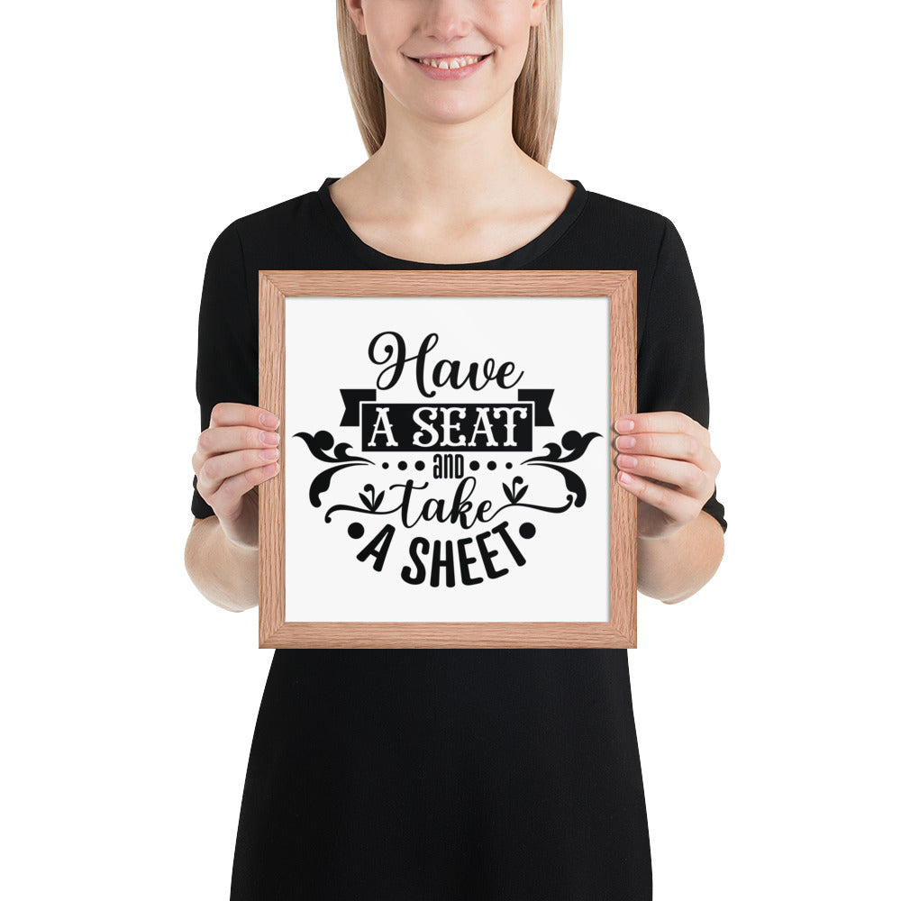 Elevate Your Home Decor with a Framed Poster - 'Take a Sit and Take a Sheet' Quote Art, Humorous Wall Decor, Bathroom Poster, Funny Quote Artwork, Framed Wall Hanging, Home Decoration, Quirky Bathroom Art, Unique Decor Piece,
