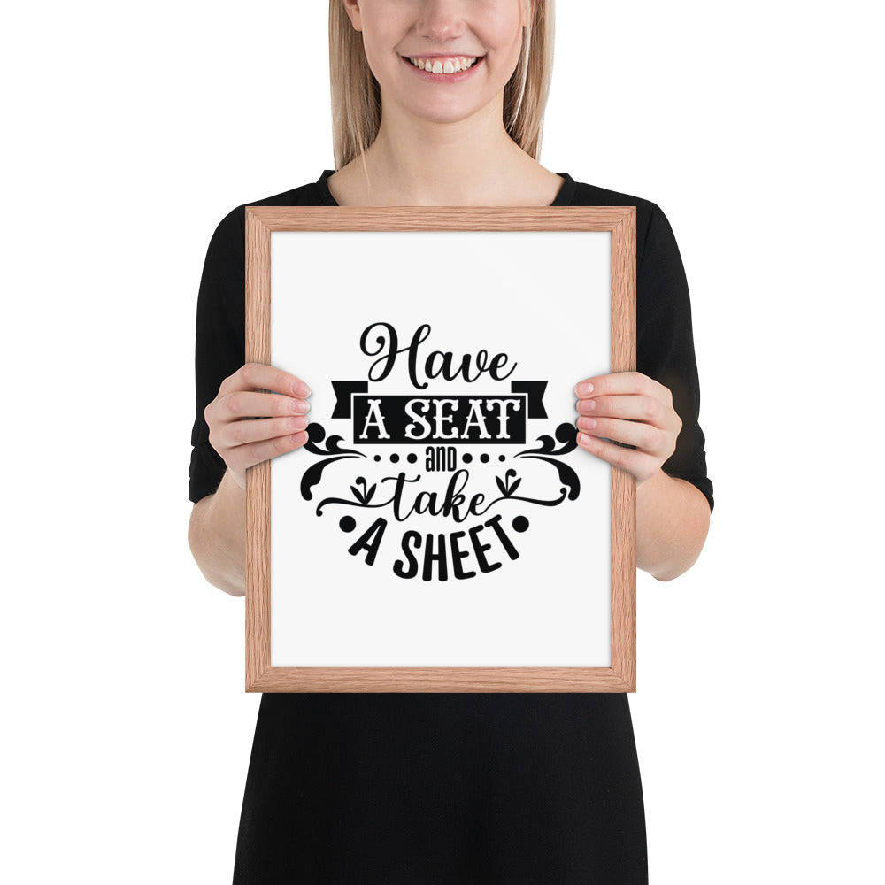 Elevate Your Home Decor with a Framed Poster - 'Take a Sit and Take a Sheet' Quote Art, Humorous Wall Decor, Bathroom Poster, Funny Quote Artwork, Framed Wall Hanging, Home Decoration, Quirky Bathroom Art, Unique Decor Piece,