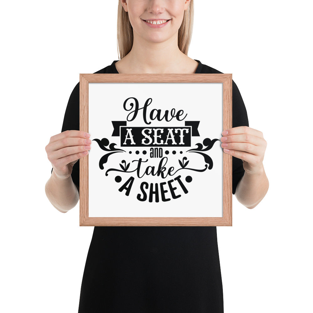 Elevate Your Home Decor with a Framed Poster - 'Take a Sit and Take a Sheet' Quote Art, Humorous Wall Decor, Bathroom Poster, Funny Quote Artwork, Framed Wall Hanging, Home Decoration, Quirky Bathroom Art, Unique Decor Piece,
