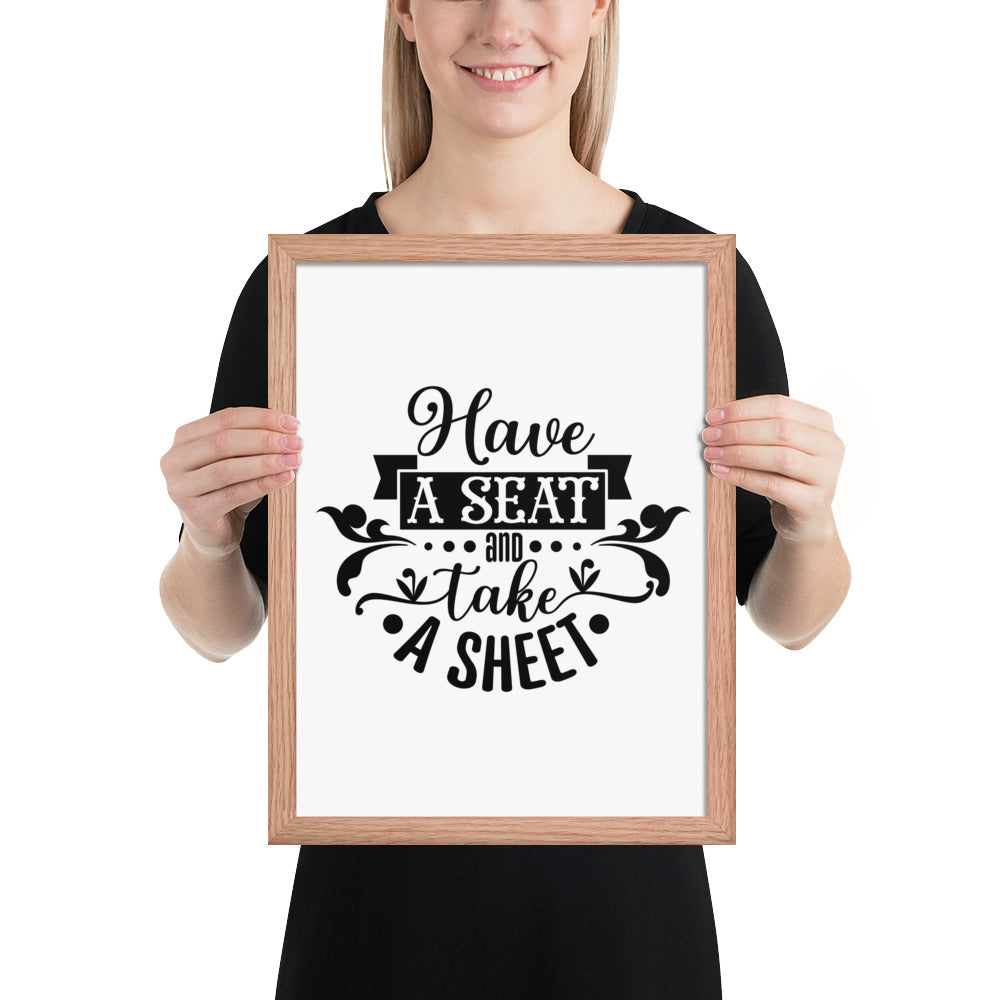 Elevate Your Home Decor with a Framed Poster - 'Take a Sit and Take a Sheet' Quote Art, Humorous Wall Decor, Bathroom Poster, Funny Quote Artwork, Framed Wall Hanging, Home Decoration, Quirky Bathroom Art, Unique Decor Piece,