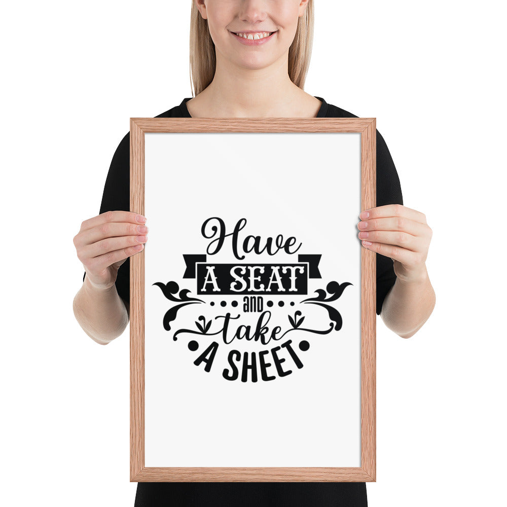 Elevate Your Home Decor with a Framed Poster - 'Take a Sit and Take a Sheet' Quote Art, Humorous Wall Decor, Bathroom Poster, Funny Quote Artwork, Framed Wall Hanging, Home Decoration, Quirky Bathroom Art, Unique Decor Piece,