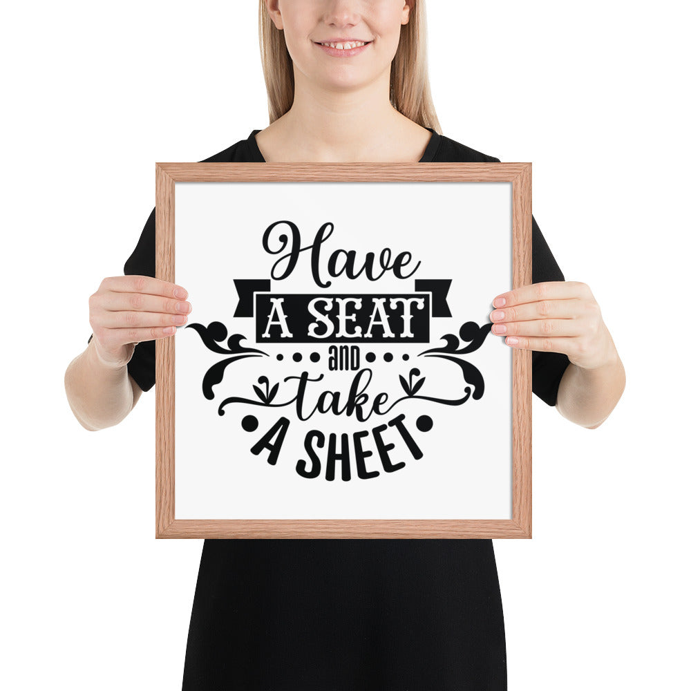 Elevate Your Home Decor with a Framed Poster - 'Take a Sit and Take a Sheet' Quote Art, Humorous Wall Decor, Bathroom Poster, Funny Quote Artwork, Framed Wall Hanging, Home Decoration, Quirky Bathroom Art, Unique Decor Piece,
