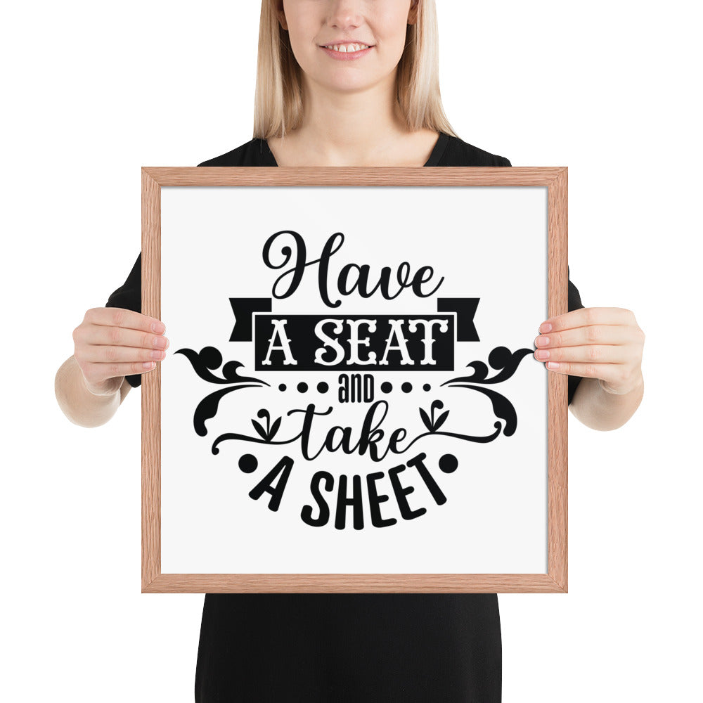 Elevate Your Home Decor with a Framed Poster - 'Take a Sit and Take a Sheet' Quote Art, Humorous Wall Decor, Bathroom Poster, Funny Quote Artwork, Framed Wall Hanging, Home Decoration, Quirky Bathroom Art, Unique Decor Piece,