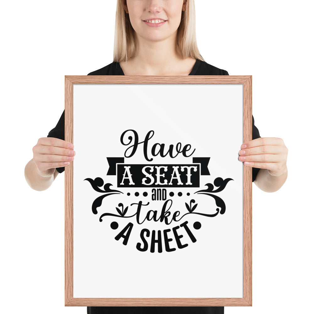 Elevate Your Home Decor with a Framed Poster - 'Take a Sit and Take a Sheet' Quote Art, Humorous Wall Decor, Bathroom Poster, Funny Quote Artwork, Framed Wall Hanging, Home Decoration, Quirky Bathroom Art, Unique Decor Piece,