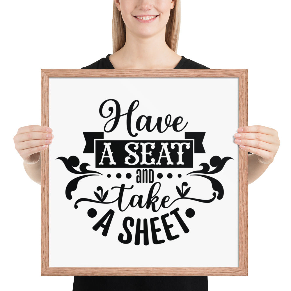Elevate Your Home Decor with a Framed Poster - 'Take a Sit and Take a Sheet' Quote Art, Humorous Wall Decor, Bathroom Poster, Funny Quote Artwork, Framed Wall Hanging, Home Decoration, Quirky Bathroom Art, Unique Decor Piece,