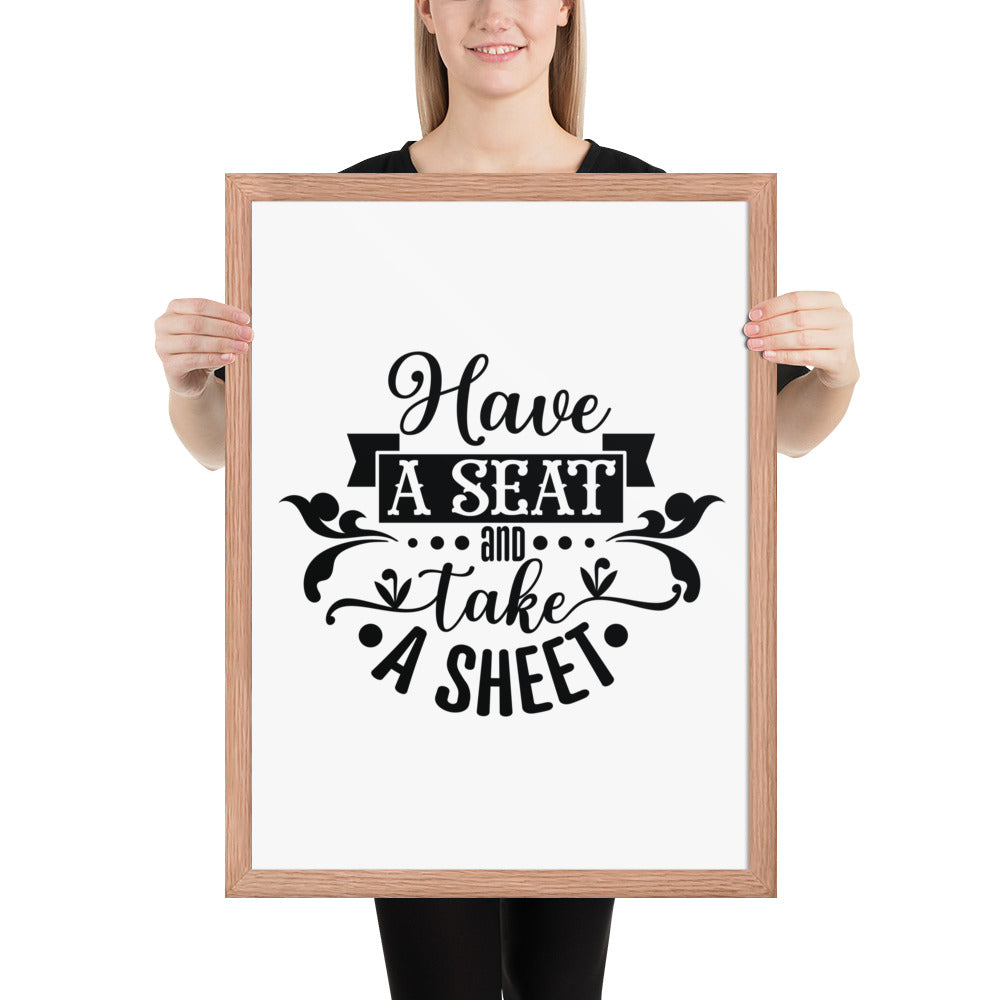 Elevate Your Home Decor with a Framed Poster - 'Take a Sit and Take a Sheet' Quote Art, Humorous Wall Decor, Bathroom Poster, Funny Quote Artwork, Framed Wall Hanging, Home Decoration, Quirky Bathroom Art, Unique Decor Piece,