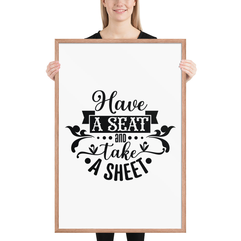 Elevate Your Home Decor with a Framed Poster - 'Take a Sit and Take a Sheet' Quote Art, Humorous Wall Decor, Bathroom Poster, Funny Quote Artwork, Framed Wall Hanging, Home Decoration, Quirky Bathroom Art, Unique Decor Piece,