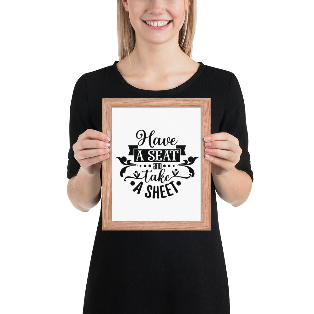 Elevate Your Home Decor with a Framed Poster - 'Take a Sit and Take a Sheet' Quote Art, Humorous Wall Decor, Bathroom Poster, Funny Quote Artwork, Framed Wall Hanging, Home Decoration, Quirky Bathroom Art, Unique Decor Piece,