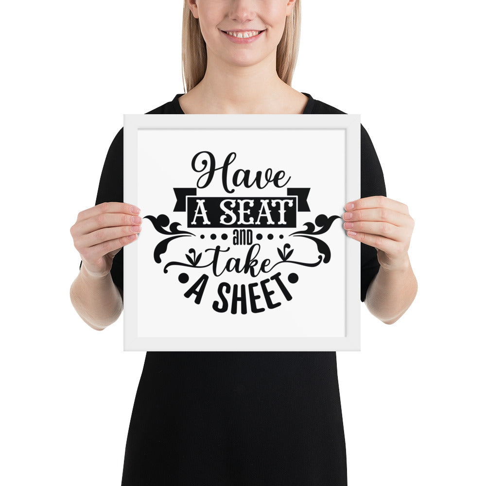 Elevate Your Home Decor with a Framed Poster - 'Take a Sit and Take a Sheet' Quote Art, Humorous Wall Decor, Bathroom Poster, Funny Quote Artwork, Framed Wall Hanging, Home Decoration, Quirky Bathroom Art, Unique Decor Piece,