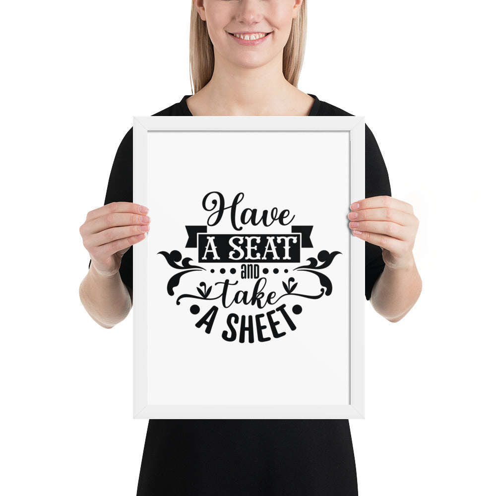 Elevate Your Home Decor with a Framed Poster - 'Take a Sit and Take a Sheet' Quote Art, Humorous Wall Decor, Bathroom Poster, Funny Quote Artwork, Framed Wall Hanging, Home Decoration, Quirky Bathroom Art, Unique Decor Piece,
