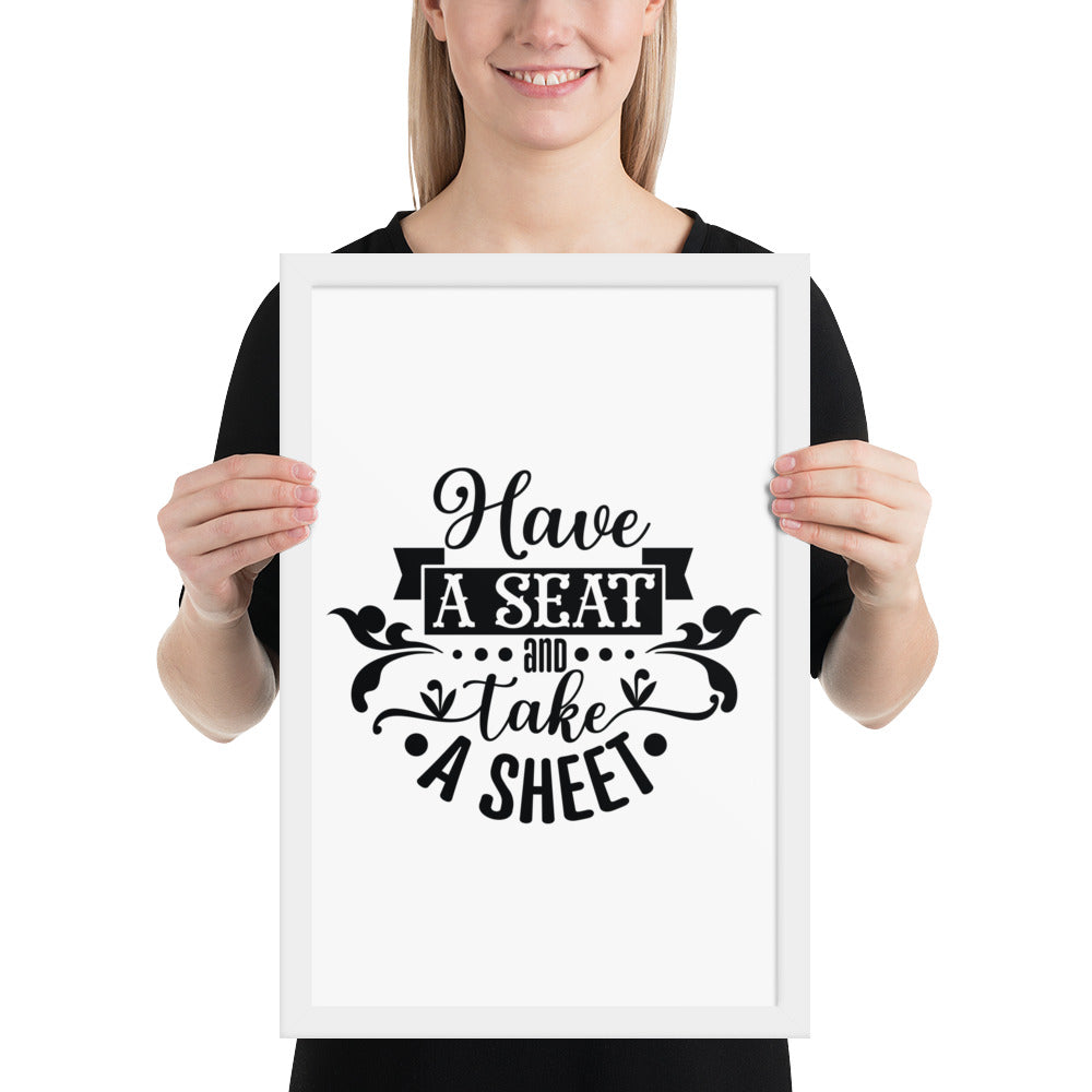 Elevate Your Home Decor with a Framed Poster - 'Take a Sit and Take a Sheet' Quote Art, Humorous Wall Decor, Bathroom Poster, Funny Quote Artwork, Framed Wall Hanging, Home Decoration, Quirky Bathroom Art, Unique Decor Piece,