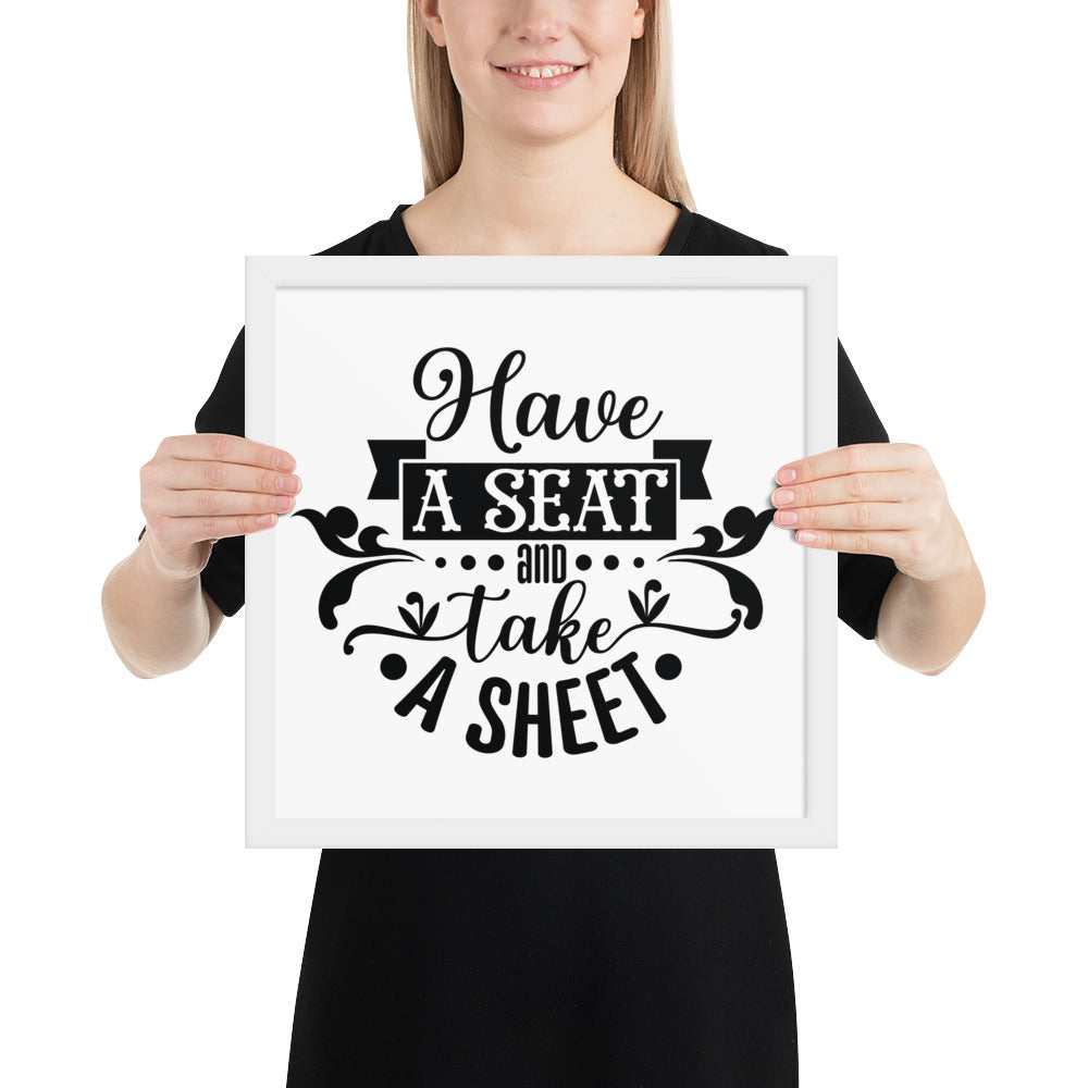 Elevate Your Home Decor with a Framed Poster - 'Take a Sit and Take a Sheet' Quote Art, Humorous Wall Decor, Bathroom Poster, Funny Quote Artwork, Framed Wall Hanging, Home Decoration, Quirky Bathroom Art, Unique Decor Piece,