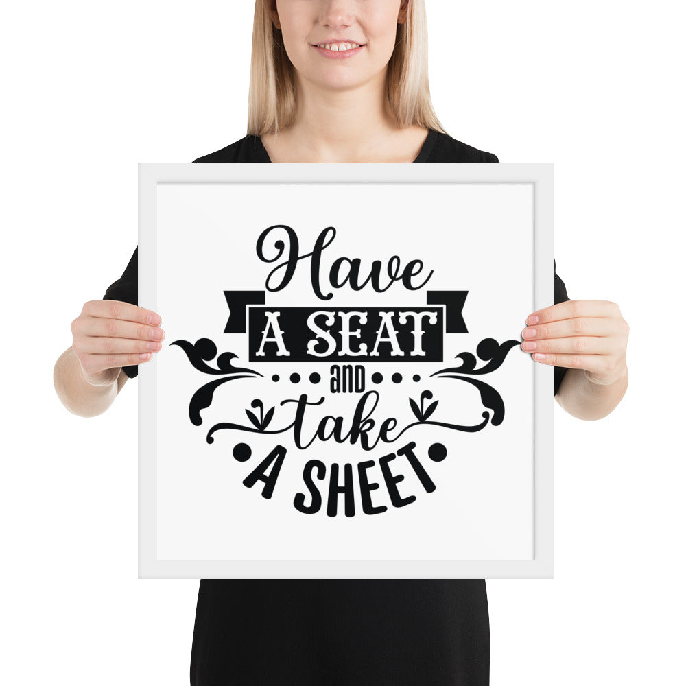 Elevate Your Home Decor with a Framed Poster - 'Take a Sit and Take a Sheet' Quote Art, Humorous Wall Decor, Bathroom Poster, Funny Quote Artwork, Framed Wall Hanging, Home Decoration, Quirky Bathroom Art, Unique Decor Piece,
