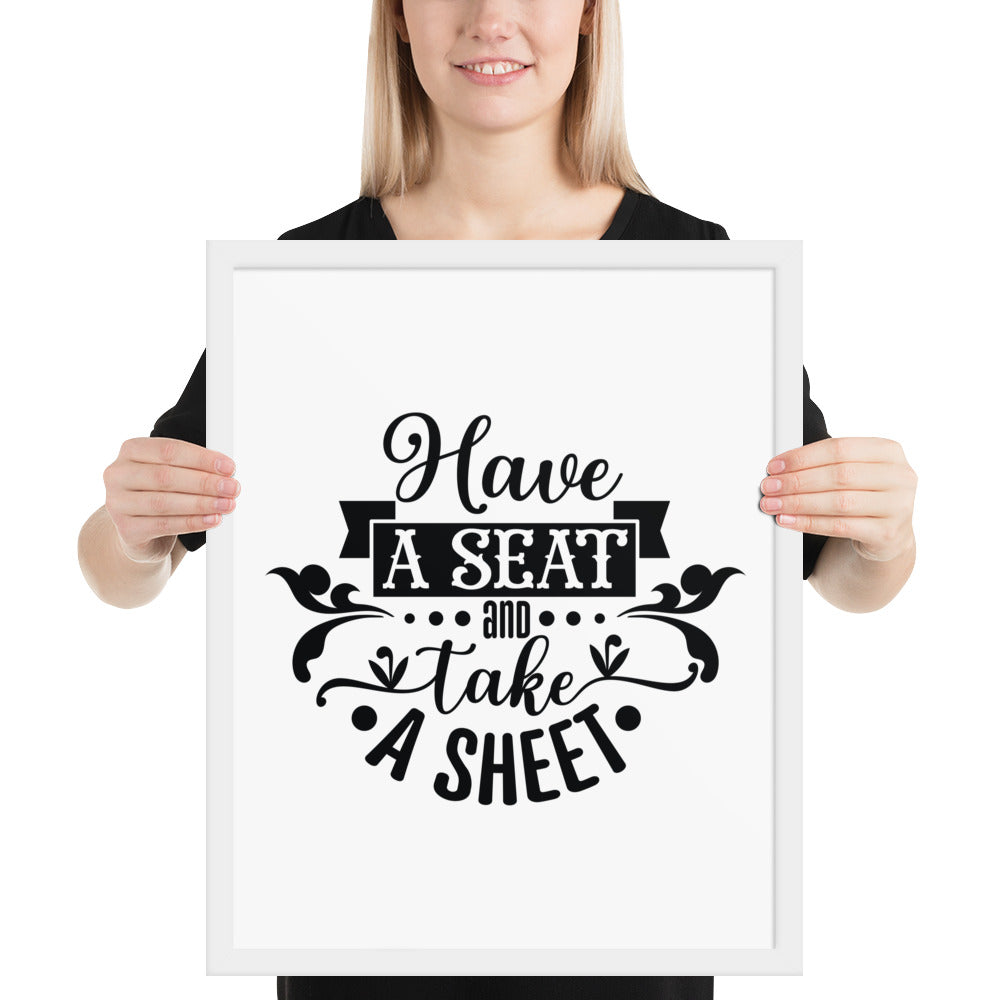 Elevate Your Home Decor with a Framed Poster - 'Take a Sit and Take a Sheet' Quote Art, Humorous Wall Decor, Bathroom Poster, Funny Quote Artwork, Framed Wall Hanging, Home Decoration, Quirky Bathroom Art, Unique Decor Piece,