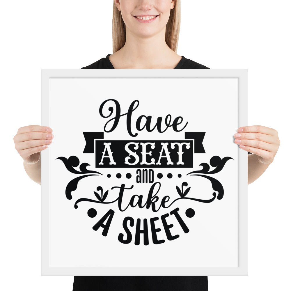 Elevate Your Home Decor with a Framed Poster - 'Take a Sit and Take a Sheet' Quote Art, Humorous Wall Decor, Bathroom Poster, Funny Quote Artwork, Framed Wall Hanging, Home Decoration, Quirky Bathroom Art, Unique Decor Piece,