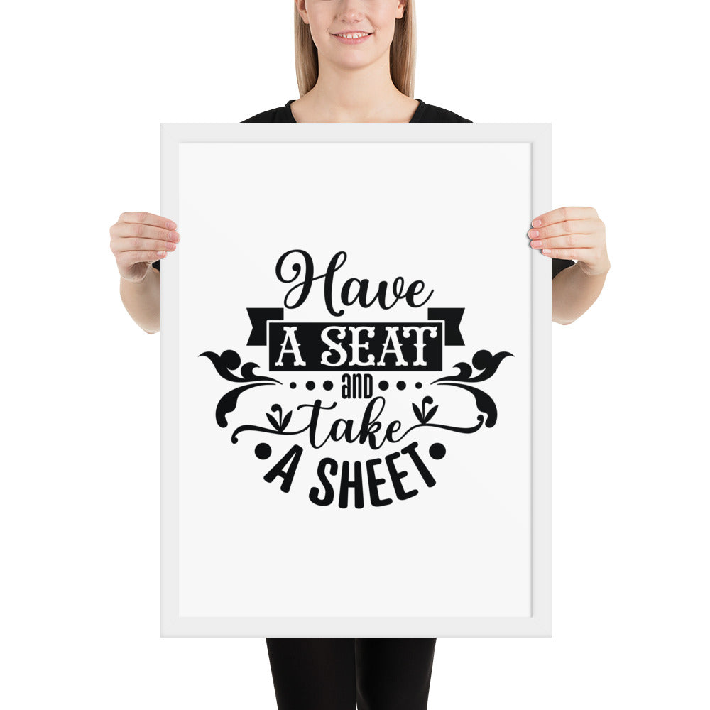 Elevate Your Home Decor with a Framed Poster - 'Take a Sit and Take a Sheet' Quote Art, Humorous Wall Decor, Bathroom Poster, Funny Quote Artwork, Framed Wall Hanging, Home Decoration, Quirky Bathroom Art, Unique Decor Piece,