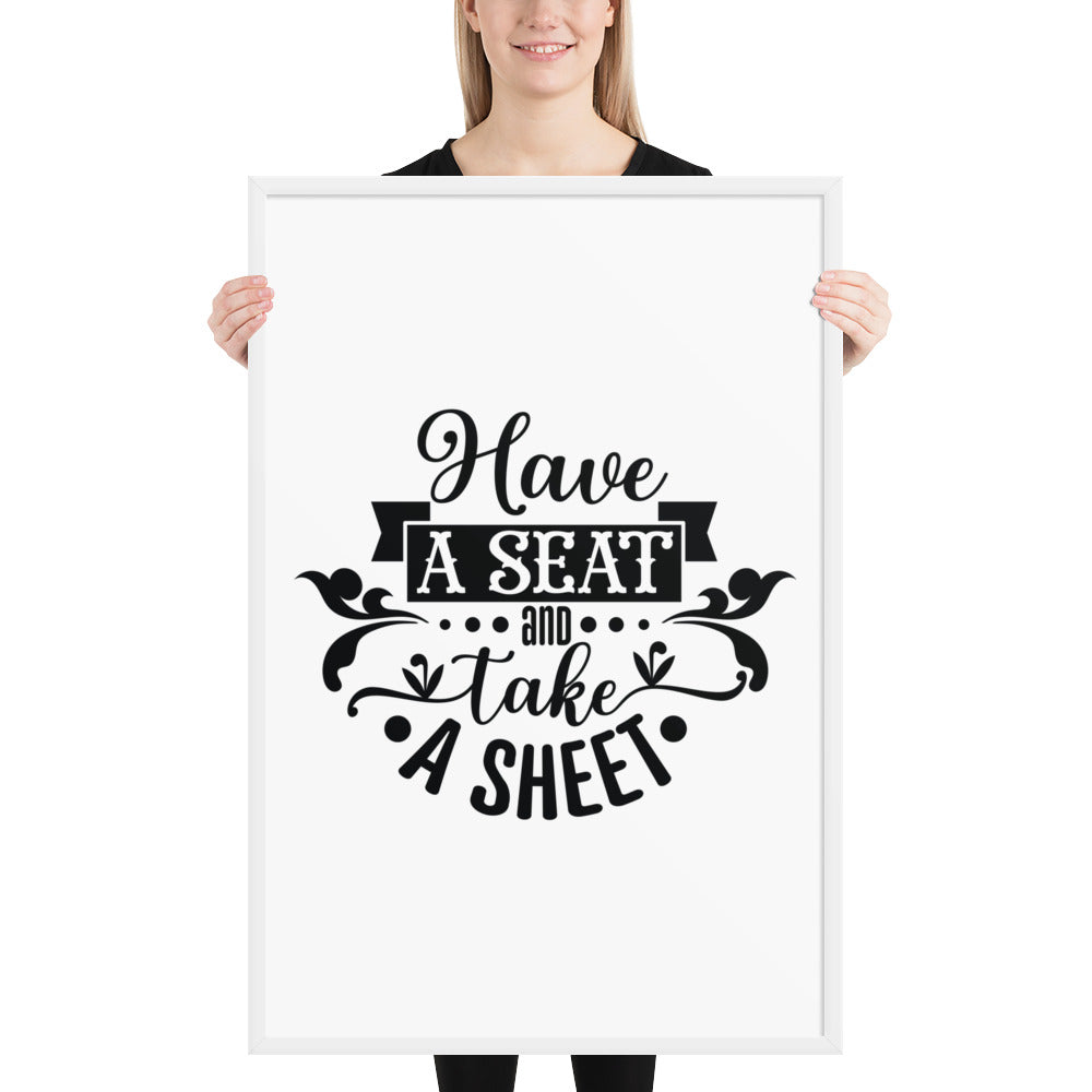 Elevate Your Home Decor with a Framed Poster - 'Take a Sit and Take a Sheet' Quote Art, Humorous Wall Decor, Bathroom Poster, Funny Quote Artwork, Framed Wall Hanging, Home Decoration, Quirky Bathroom Art, Unique Decor Piece,