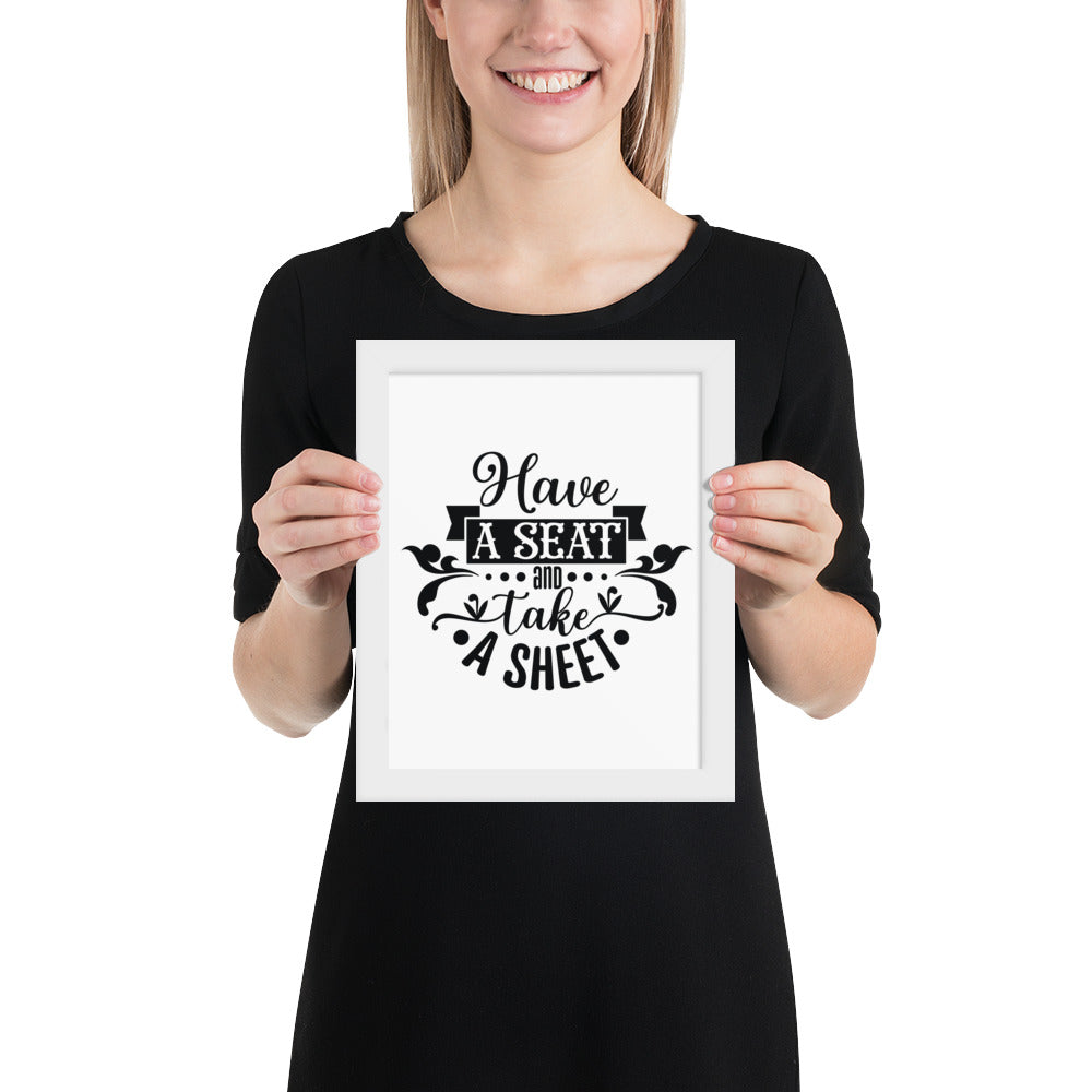 Elevate Your Home Decor with a Framed Poster - 'Take a Sit and Take a Sheet' Quote Art, Humorous Wall Decor, Bathroom Poster, Funny Quote Artwork, Framed Wall Hanging, Home Decoration, Quirky Bathroom Art, Unique Decor Piece,