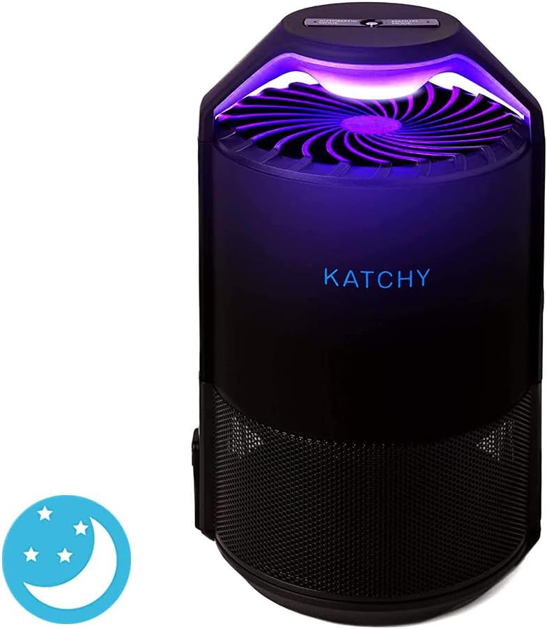 Katchy Indoor Insect Trap - Catcher & Killer for Mosquitos, Gnats, Moths, Fruit Flies - Non-Zapper Traps for Inside Your Home - Catch Insects Indoors with Suction, Bug Light & Sticky Glue (Black)