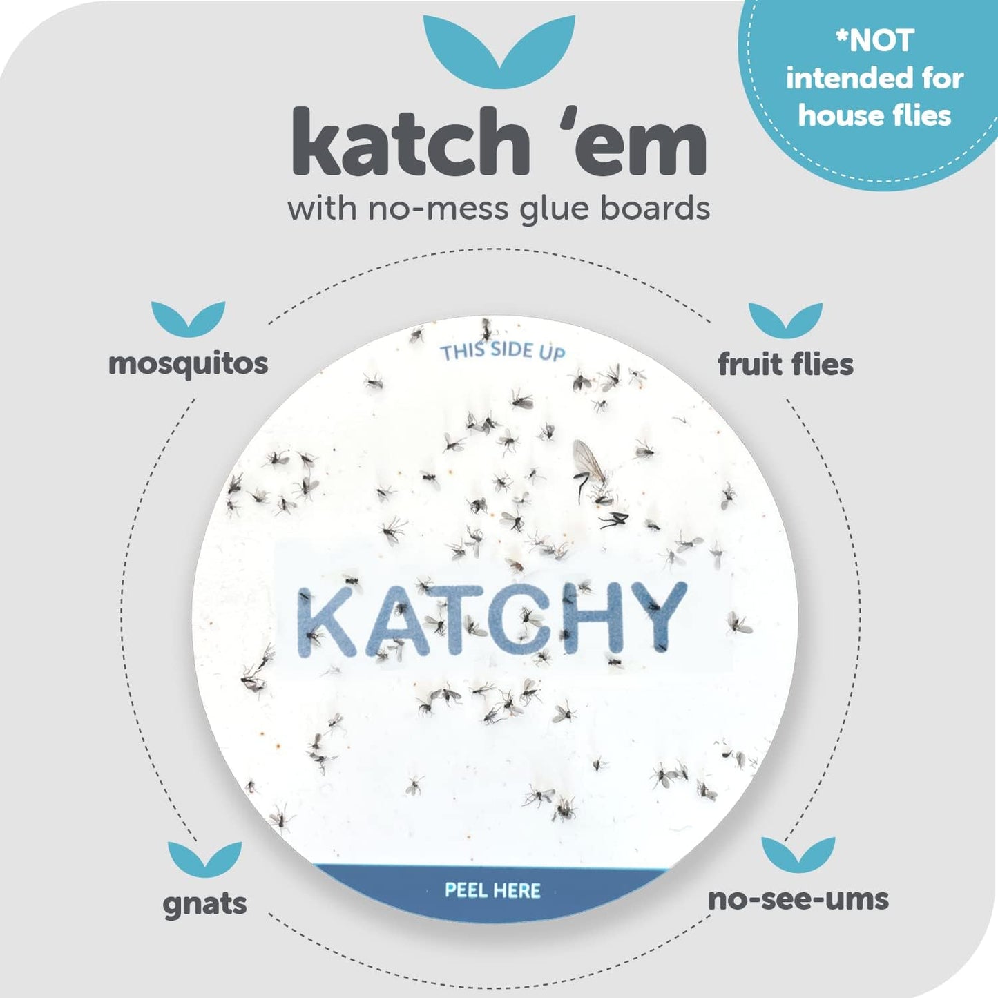 Katchy Indoor Insect Trap - Catcher & Killer for Mosquitos, Gnats, Moths, Fruit Flies - Non-Zapper Traps for Inside Your Home - Catch Insects Indoors with Suction, Bug Light & Sticky Glue (Black)